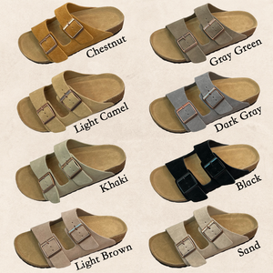 Sandalias de Corcho con Punta Abierta, Cómodas y Ajustables con Doble Hebilla, Plantilla de Gamuza Suave y Soporte para el Arco - Product Image 1