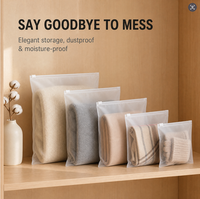 Sacs de rangement pour vêtements en PE givré avec fermeture éclair et curseur, sacs de rangement pour vêtements en CPE semi-transparents épais pour sous-vêtements, chaussettes, pulls