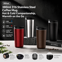 Mug à café isotherme 380 ml en acier inoxydable SUS316, double paroi, anti-éclaboussures, avec bec verseur, intérieur hygiénique, réutilisable et portable