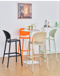 Silla de <span class=keywords><strong>Bar</strong></span> Moderna Minimalista con Respaldo, Apilable, para Cocina Comercial, Taburete Alto, Silla de Comedor de Plástico Creativa de Diseño - Product Image 6