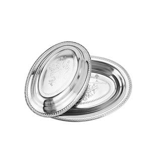 Assiettes à dîner rondes en acier inoxydable, plateau <span class=keywords><strong>de</strong></span> <span class=keywords><strong>service</strong></span> en métal en acier inoxydable, livraison rapide, vente en gros - Product Image 5