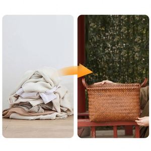 Sacs et paniers à <span class=keywords><strong>linge</strong></span> pliables en jonc de mer naturel, rangement 15 pouces, séparateur, <span class=keywords><strong>panier</strong></span> à <span class=keywords><strong>linge</strong></span> en jacinthe d'eau, 4 pièces, fabrication artisanale vietnamienne en saule - Product Image 6