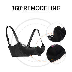 חזייה חדשה סקסית תחרה חצי קאפ מרופדת תומכת בטן נגד צניחה הלבשה תחתונה פוש אפ חזייה תמיכה גבוהה עם ברזלים לנשים - Product Image 4