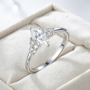 Jewelry Supplier 925 Sterling <b>Silver</b> Marquise Cut Zircon Engagement <b>Ring</b> Anti-Tarnish Classic Prong Setting Rhodium Plated - Product Image 3
