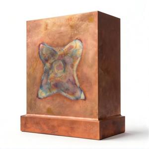 Cappa aspirante di lusso in rame anticato, a fusto, con grembiule piatto a gradini, calibro 16, personalizzata, stile rustico, per villa, a parete - Product Image 1