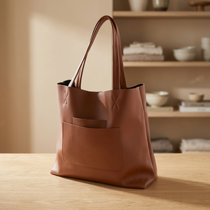 Bolso de Mano de Cuero Genuino para Mujer, con Correa Cruzada, Casual, Gran Capacidad, Cierre de Cremallera, Impermeable, Duradero y Ligero - Product Image 1