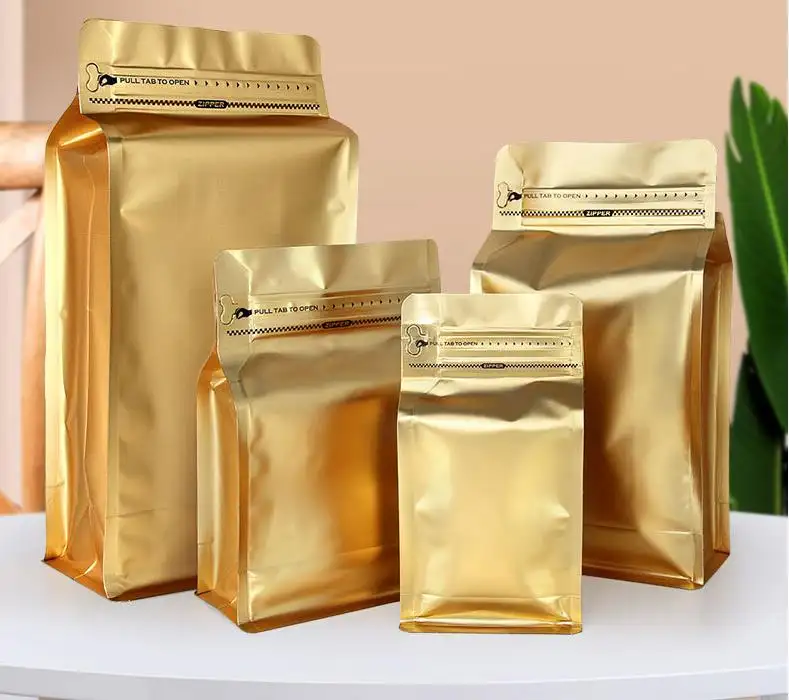 Bolsas Para de cafe rỗng bao bì hạt cà phê túi đáy phẳng có khóa kéo