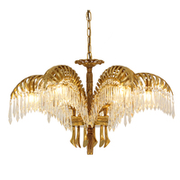 Lustre en bronze de palmier victorien de style français européen Villa Hotel Empire Luxury Crystal Lights Brass Pendant Lamp