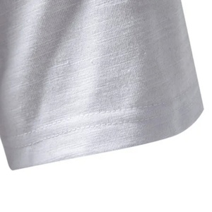 Camiseta Deportiva de Verano para Hombre, Nueva, Cuello en V con Cuatro Botones, Manga Corta, Color Blanco Sólido, Hecha de Poliéster/Algodón - Product Image 3