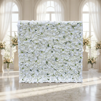 Panneau de fond mural en tissu 3D personnalisé fleur artificielle de rose de soie pour mariage fleur artificielle décorative florale pour mur