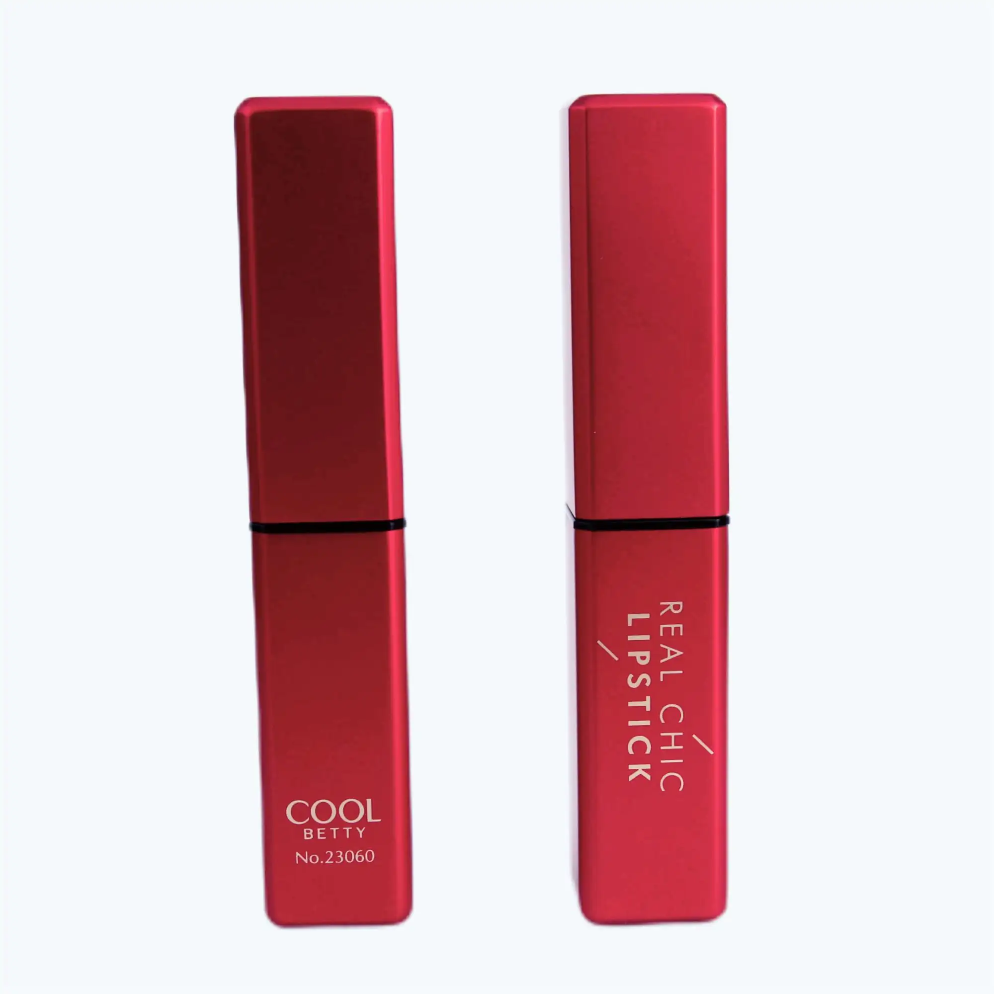 Tubo de lápiz labial vacío cuadrado de alta calidad, tubo de lápiz labial rojo, maquillaje para mujer