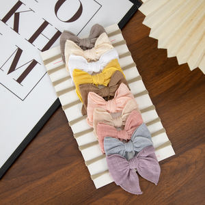 甜美可爱迷你寓言蝴蝶结头带棉实心蝴蝶结头带100% 手工柔软尼龙发带配件 - Product Image 1