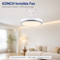 Ventilateur de plafond LED moderne et minimaliste à 3 pales, silencieux, avec moteur en cuivre et télécommande, idéal pour salon et chambre à coucher (vente en gros)