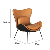 Fauteuil lounge en cuir tanné bicolore avec cadre en métal noir mat, dossier haut, coussin lombaire, ottoman en PU, pour extérieur, vente en gros, Sessel