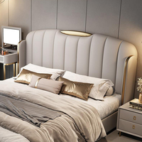 Cama de Lujo Minimalista de Piel Italiana para Dormitorio Principal Cama de Matrimonio de Alta Gama Venta al Por Mayor de Camas Tapizadas para Hotel
