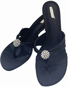 Nuevas Sandalias de Tacón de Aguja para Mujer, de Moda, de Lujo, Negras, de Satén, con Adorno de Bola de Cristal, Tacón Bajo, Elegantes, para Fiesta - Product Image 6