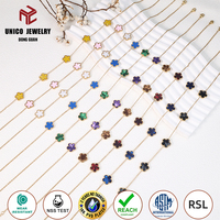 Collier en acier inoxydable plaqué or 18 carats PVD de haute qualité pour femme, motif trèfle à cinq feuilles, bijou tendance, vente en gros