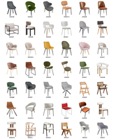 Chaise de salle à manger rembourrée moderne ADXIN, structure en bois, dossier incurvé ergonomique, assise rembourrée en tissu pour la maison, l'hôtel, le restaurant