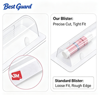 Emballage personnalisé en plastique PET transparent recyclable avec bande adhésive, épaisseur 1 mm, marque Best Guard pour baume à lèvres