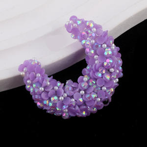 Perles en acrylique à paillettes, motif bateau de lune, pour bricolage de porte-clés de téléphone portable, perles de strass adhésives, trou droit, multicolores, logo personnalisé, collier - Product Image 3