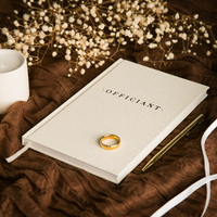 Carnet personnalisé A5 en tissu texturé avec couverture rigide, doré à chaud et gaufré, cadeau de mariage pour officiant
