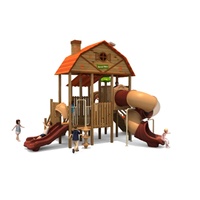 Aire de jeux multifonctionnelle en bois de haute qualité pour enfants, avec maison de jeu extérieure et toboggan, parc d'attractions en bois
