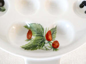 Lot de 2 assiettes Escargot 12 puits <span class=keywords><strong>Porcelaine</strong></span> Paris Vintage Motif Fruits Glacé Peint à la Main <span class=keywords><strong>Plats</strong></span> <span class=keywords><strong>Escargots</strong></span> Français pour Restaurant - Product Image 3