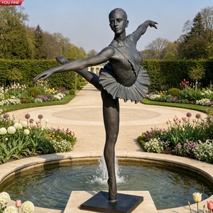 Sculpture de <span class=keywords><strong>ballerine</strong></span> grandeur nature en bronze YOUFINE – Statue élégante de <span class=keywords><strong>danseuse</strong></span> de ballet avec bras levés pour jardin formel - Product Image 5