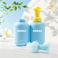 Bouteille mousseuse en plastique rechargeable de 130 ml, couleur bleue, impression de logo, pompe à mousse pour savon pour les mains, shampoing, cosmétiques