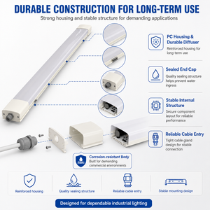 ROHS Certified T8 1200mm SMD 3035 Frosted <b>LED</b> <b>Tube</b> 4ft 1.2m Tri-proof PC Waterproof IP65 IC Driver 18W/36W/54W Warehouse Use - Product Image 5