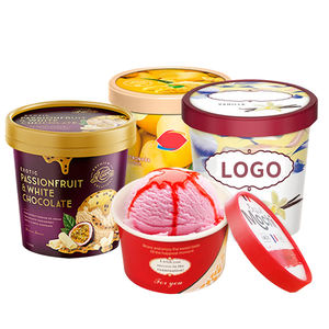 JAHOO-papel de impresión con logotipo personalizado, vaso de papel de helado, vaso de Yogurt helado, 16oz