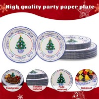 Assiettes en papier jetables haut de gamme pour fêtes de Noël, vaisselle festif, dorure à chaud, festonnées, 450 g/m², robustes, fournitures pour événements à domicile