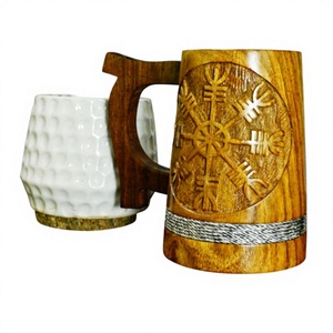 Tradebyd Wide Wood Coffee <b>Mug</b> Durable Lightweight <b>Reusable</b> Eco-Friendly Anti-Corrosion Built-In Handle for Hikers Travelers - Product Image 1