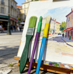 Juego de 3 pinceles de cerdas de nailon, pinceles planos/redondos para detalles, para acrílico, acuarela, óleo, manualidades, arte infantil - Product Image 4