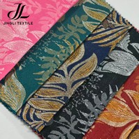Tissu de rideau en polyester jacquard à motif feuille, tissage double face, tombé doux pour la vente en gros de textiles de maison
