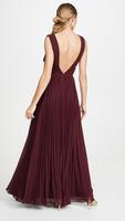 Robe d'été en mousseline de soie de haute qualité, dos nu, col en V, longue et plissée, grande taille Maxi pour femmes