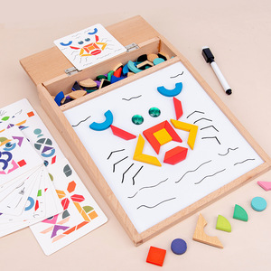 Tablero de dibujo magnético de madera con pequeños pájaros migratorios, 31x23x6cm, juguete educativo para niños, reconocimiento de formas geométricas - Product Image 3