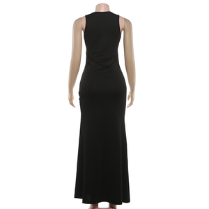 Abito da donna estivo con scollo a V, senza maniche, con fibbia in metallo, stile wild e <span class=keywords><strong>sexy</strong></span>, aderente, con arricciature laterali e spacco. - Product Image 5