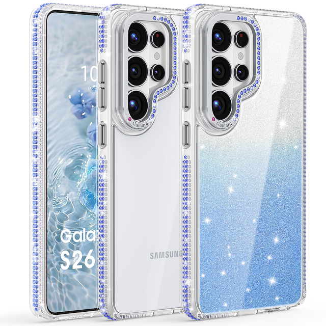New Transparent Diamond Glitter 2 in 1 Shockproof Anti-Fingerprint Mobile Phone Case for Samsung S26 Ultra S25 Ultra S24 Ultra