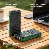 Batterie externe solaire 30000 mAh à succès avec 4 câbles intégrés, charge sans fil 15W, charge rapide PD22.5W, étanche IP67 et anti-poussière