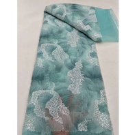 Promotion : Tissu en dentelle de luxe français brodé de perles blanches pour robe de mariée africaine nigériane violette