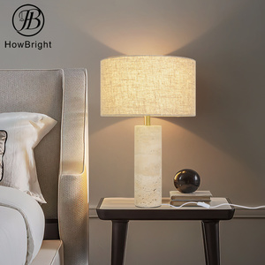 2025 nuovo arrivo E27 <span class=keywords><strong>paralume</strong></span> in tessuto travertino giallo accanto lampada da tavolo per camera da letto soggiorno - Product Image 2