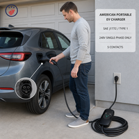Smart NACS untuk Pengisi Daya EV Portabel 3.5kW 16A yang Dapat Disesuaikan Bersertifikasi CE ROHS Level 2 Mode 2 NEMA 14-50 Layar Timer 5m/7.6m/10m