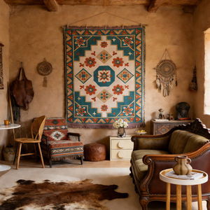 <span class=keywords><strong>Tapisserie</strong></span> murale en tissu géométrique vintage de style ethnique américain - Décoration murale B&B, toile de fond en coton, <span class=keywords><strong>tapisserie</strong></span> suspendue - Product Image 1