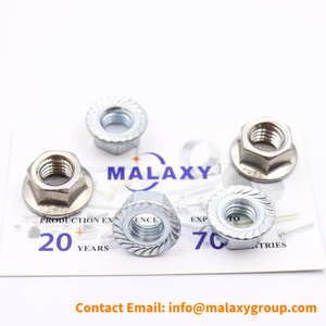 Tuerca de brida hexagonal dentada Malaxy DIN 6923 con cabeza hexagonal y acabado de zinc endurecido, tuercas hexagonales de seguridad con brida dentada - Product Image 4