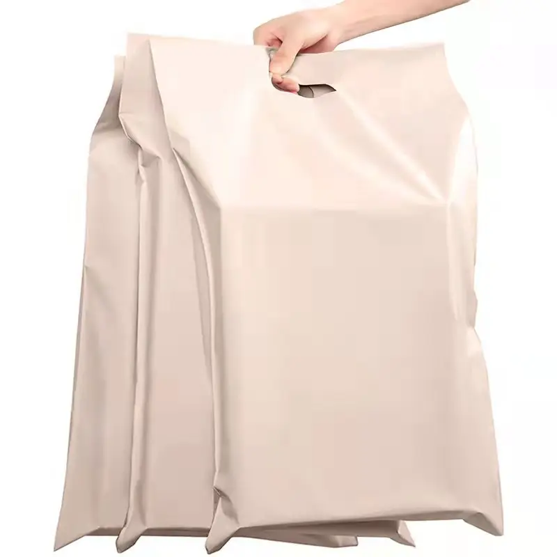 Custom logo unique plastic courier shipping bag white matte polymailer packing bags handle custom poly mailer bag