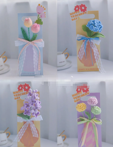 Ramo de Flores Artificiales de Crochet, Flor Rosa con Tarjeta, con Tarjeta para Llevar, para el Día de la Madre - Product Image 4