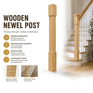 Poteau d'escalier EFS en bois massif, 48 pouces, design moderne, fabrication durable - Product Image 1