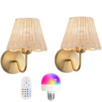 Ampoule à intensité variable avec télécommande, lampes murales LED modernes en fer, fonctionnant sur piles, commande tactile, lampe murale en tissu colorée rechargeable