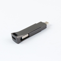 Flash drive jempol logam kustom, pena drive berputar USB 3.0 kode ganda 1TB 2TB Tipe C stik memori 64GB 128GB 512GB